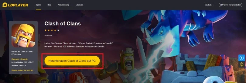 Laden Sie einen Android-Emulator herunter, um Clash of Clans auf dem PC zu spielen.