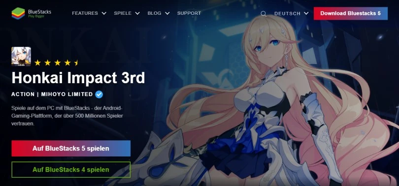 Laden Sie einen Android-Emulator herunter, um Honkai Impact auf dem PC zu spielen.
