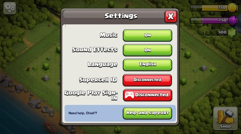 Tipp zum Speichern eines Kontos Clash of Clans