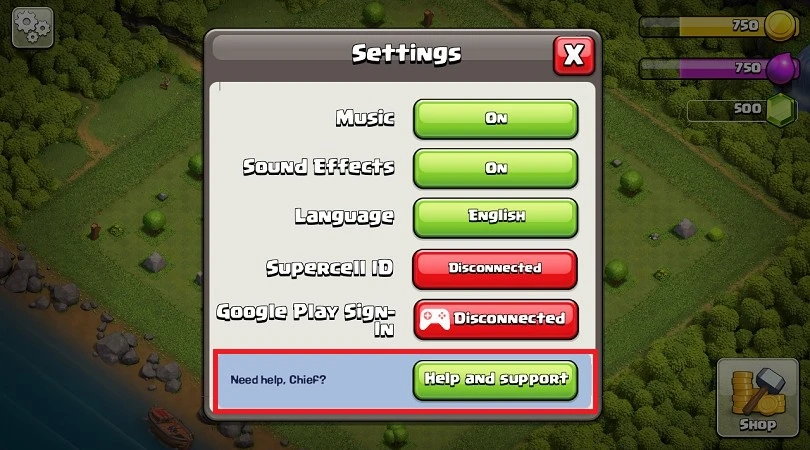 Kontaktieren Sie den Helpdesk Clash of Clans
