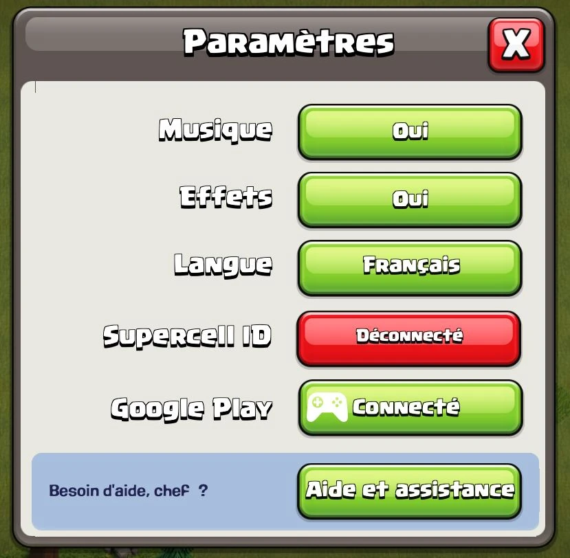 Compte Clash of Clans synchronisation