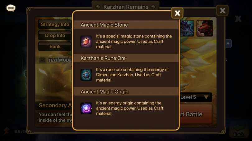 Drop information Second Griffon Awakening