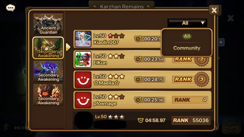 Ranking Second Griffon Summoners War