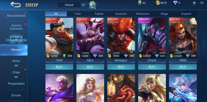 Shop Mobile Legends von helden