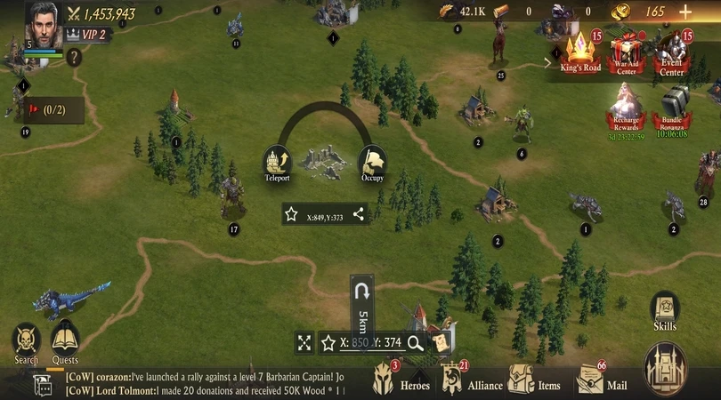 Beispiel für Teleportation in King of Avalon