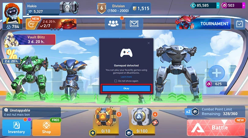 Joystick erkannt Mech Arena