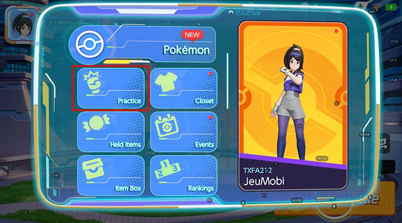 Konfiguration des Joysticks im Trainingsmodus Pokémon Unite