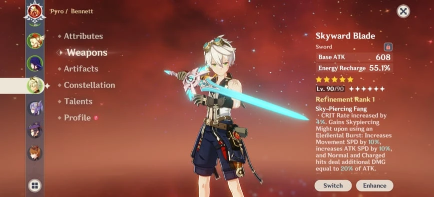 Azure Vault Blade: the best weapon for Bennett