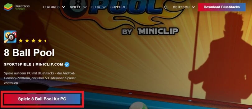 Lade einen Android-Emulator herunter, um 8 Ball Pool auf dem PC zu spielen.