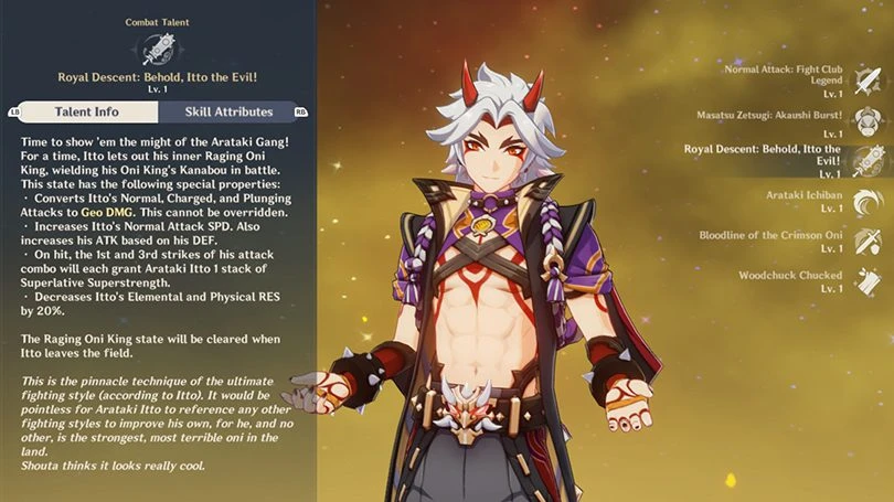 Arataki Itto's skills in Genshin Impact
