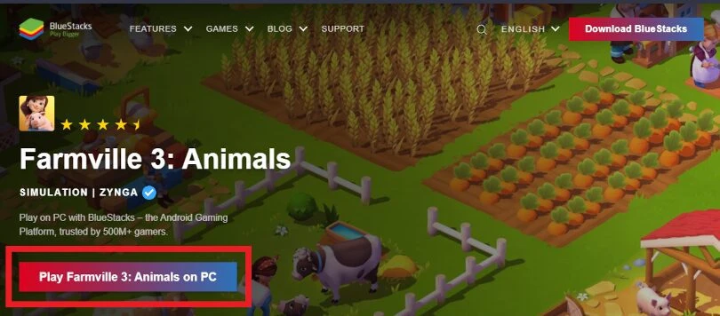 Download an Android emulator to play Farmville 3 on PC