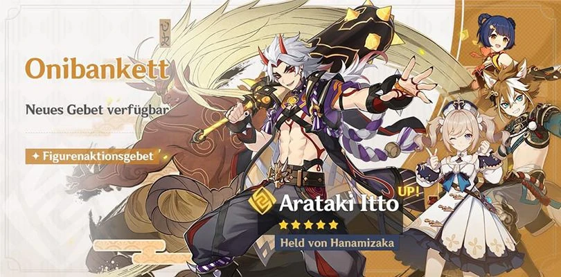 Banner zur Beschwörung von Arataki Itto in Genshin Impact : Oni-Baroud