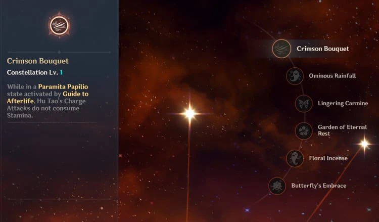 Hu Tao's constellations in Genshin Impact