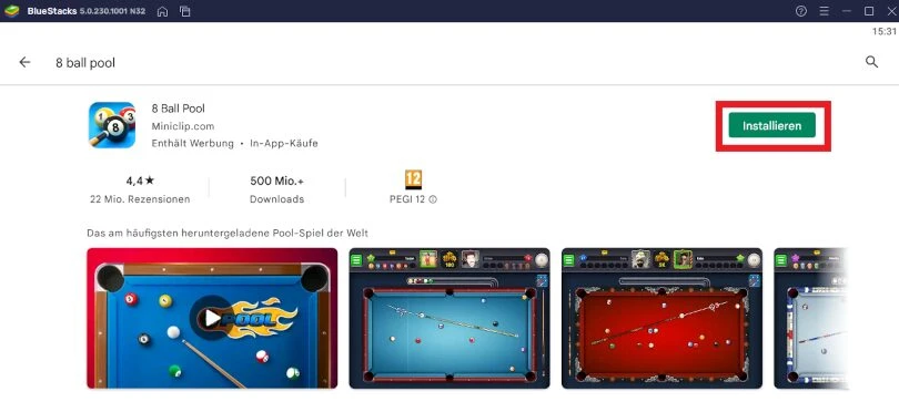 Installieren Sie 8 Ball Pool auf dem PC