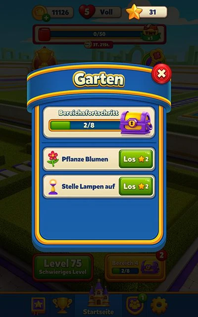 Test Royal Match  Screenshot  Sterne der Gartenebene