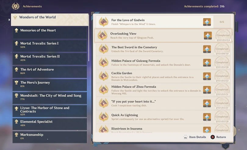 Achievements to unlock in Genshin Impact to obtain Primogems