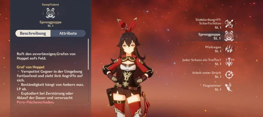 Die Sprengpuppe Talente von Amber in Genshin Impact