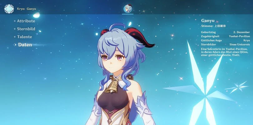 Ganyus Profil in Genshin Impact