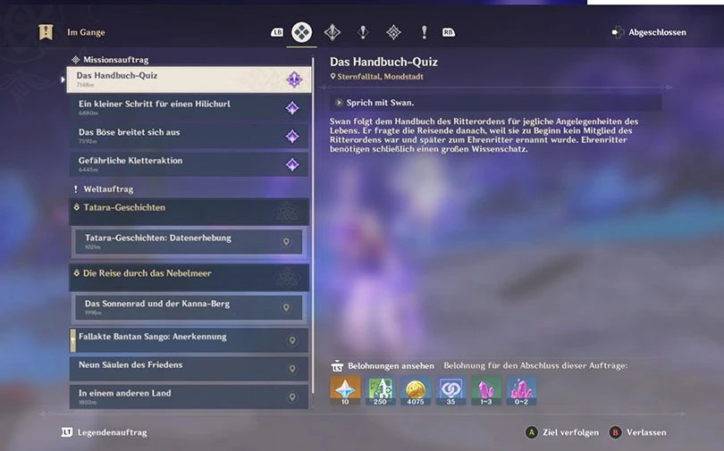 Tägliche Quests Genshin Impact