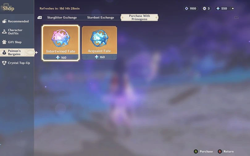 Exchange shop Primogems Genshin Impact