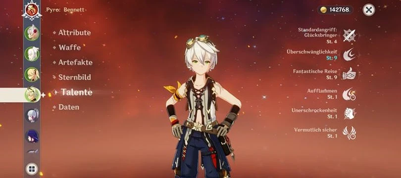 Die Talente der Charaktere