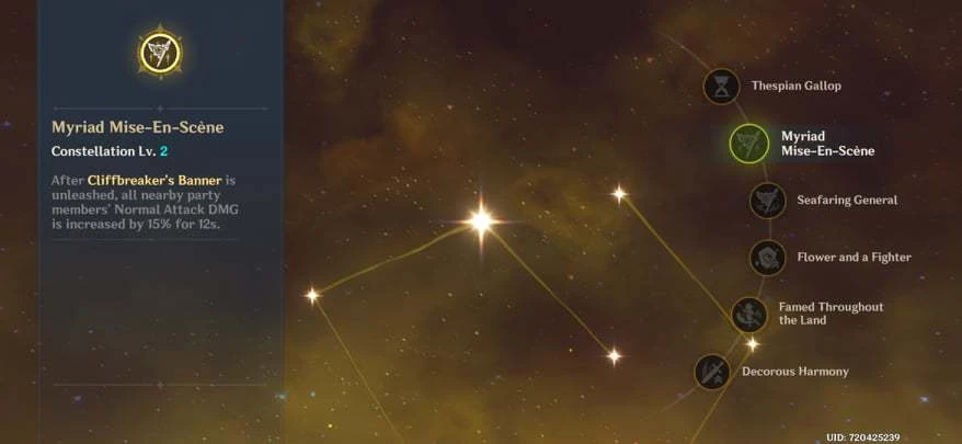 Constellation by Yun Jin in Genshin Impact to choose from