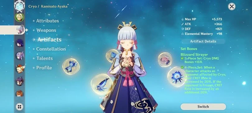 Choose a good set of artefacts in Genshin Impact