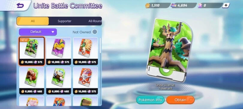 How to buy Trevenant on Pokémon Unite