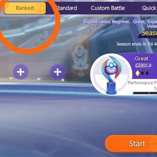 Access the ranked matches on Pokémon Unite