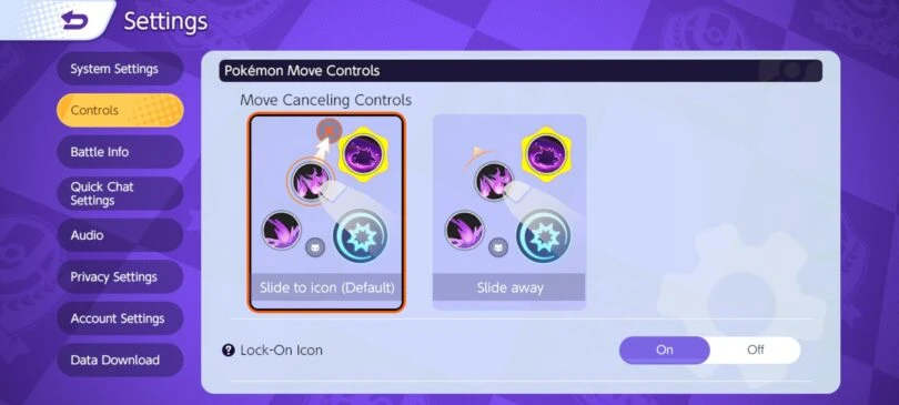 Move Controls settings on Pokémon Unite