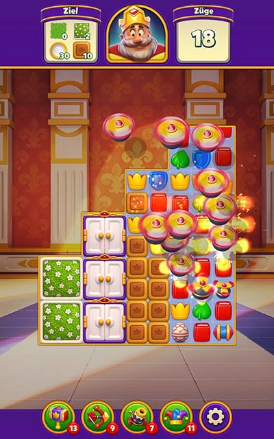 Screenshot einer Kombo von Boosts in Royal Match
