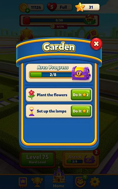 Test Royal Match Screenshot garden level stars