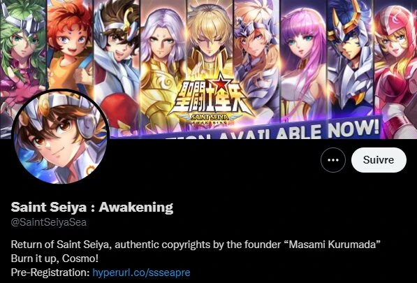 Twitter officiel de Saint Seiya : Awakening partageant des codes cadeau