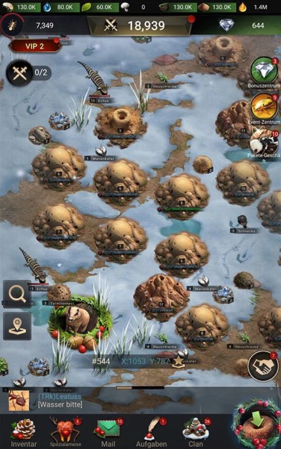 Schnittstelle und strategische Karte Ants mobile