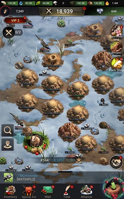 Ants mobile interface and strategy map