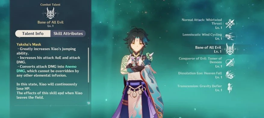 Xiao's skills in Genshin Impact