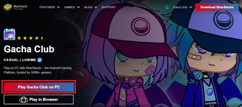download an Android emulator to play Gacha Club