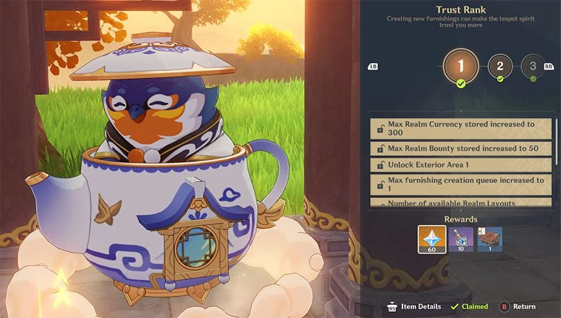 Serenitea Pot Trust Rank in Genshin Impact