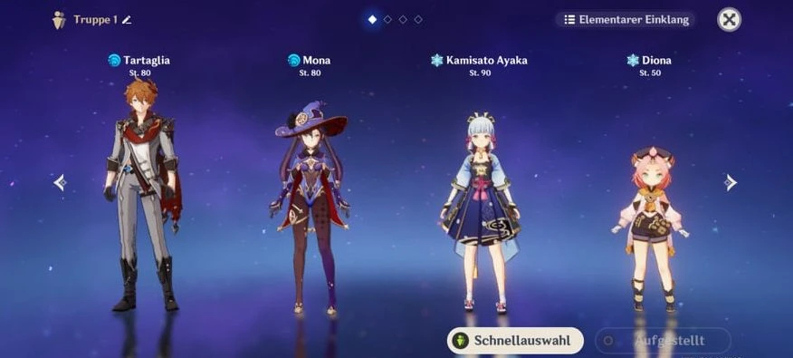 Zusammenstellen eines Teams in Genshin Impact