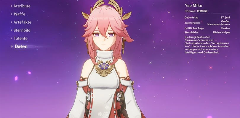 Profil von Yae Miko in Genshin Impact