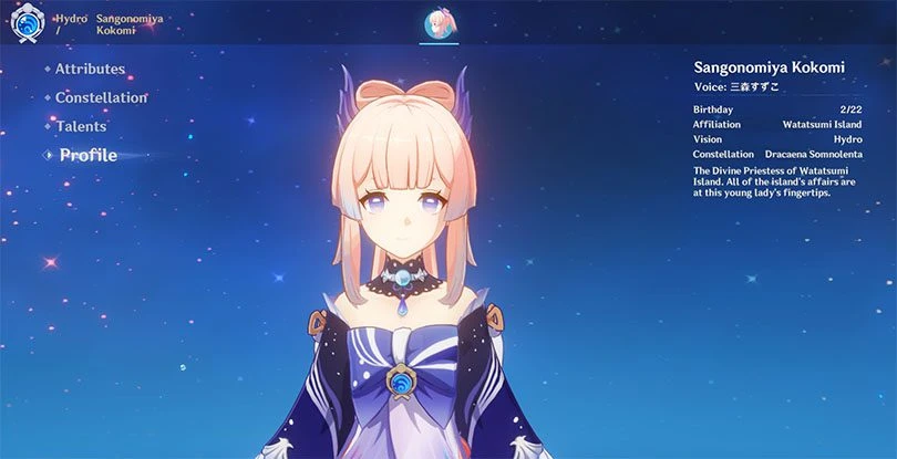 Profile of Kokomi in Genshin Impact
