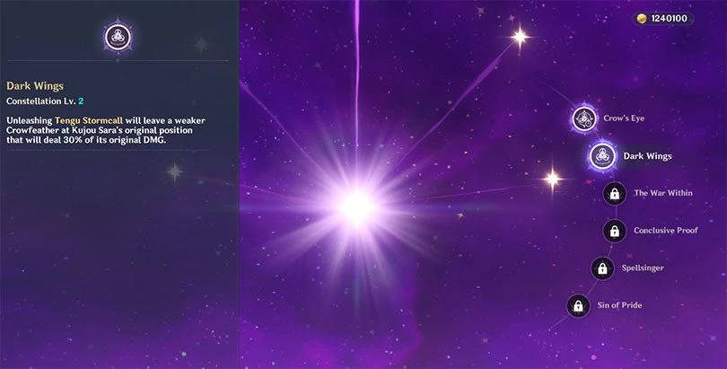 Constellations of Kujou Sara in Genshin Impact