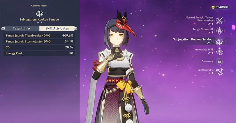 Kujou Sara's elemental rampage statistics