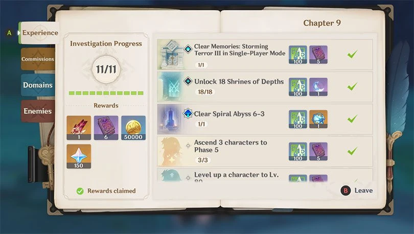 Get Mora in Genshin Impact with the Adventurer Handbook