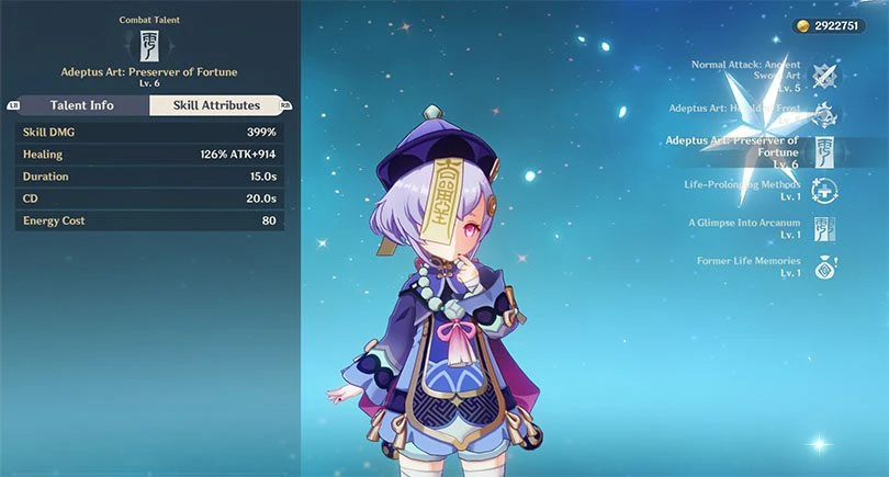 Qiqi's elemental rampage statistics