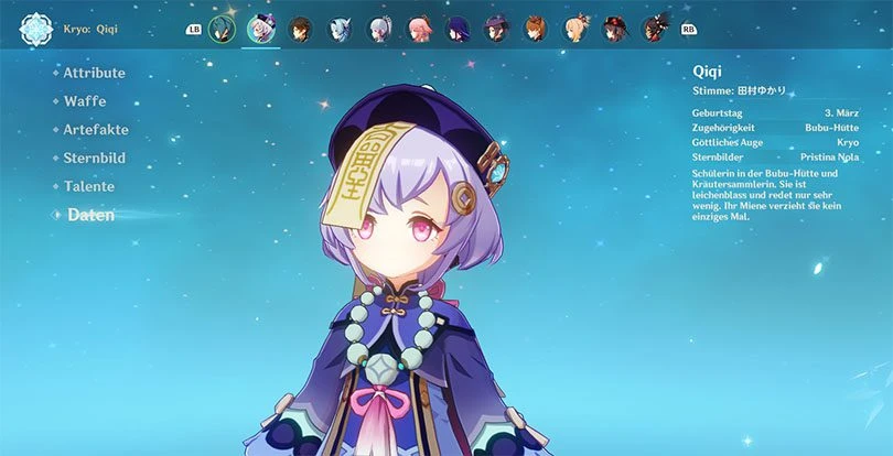 Profil von Qiqi in Genshin Impact
