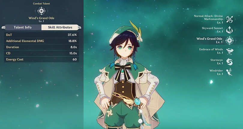 Venti Elemental Unleashing Statistics in Genshin Impact