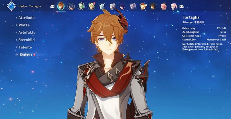 Profil von Childe in Genshin Impact