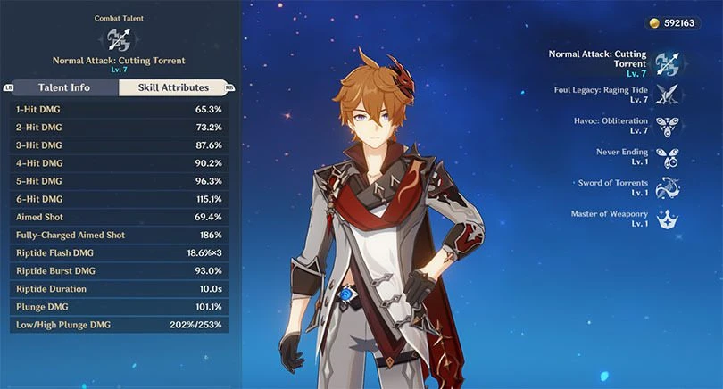 Childe's normal attack statistics
