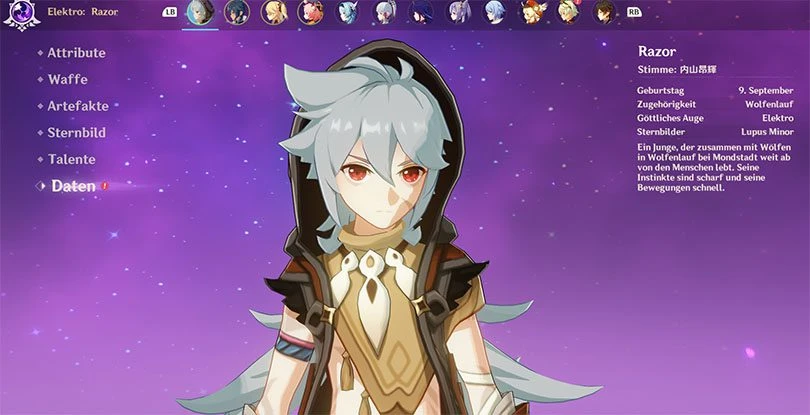 Profil von Razor in Genshin Impact
